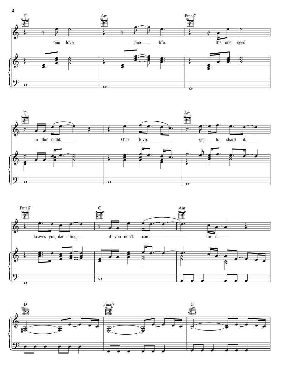 One One Piano, Vocal, Guitar scores gallery preview page 2