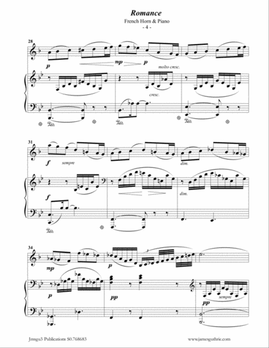 Fauré: Romance Op. 28 for French Horn & Piano Horn scores gallery preview page 4