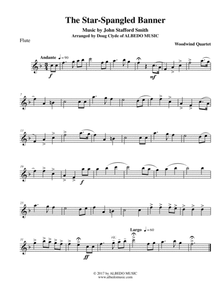 The Star-Spangled Banner for Woodwind Quartet image number null