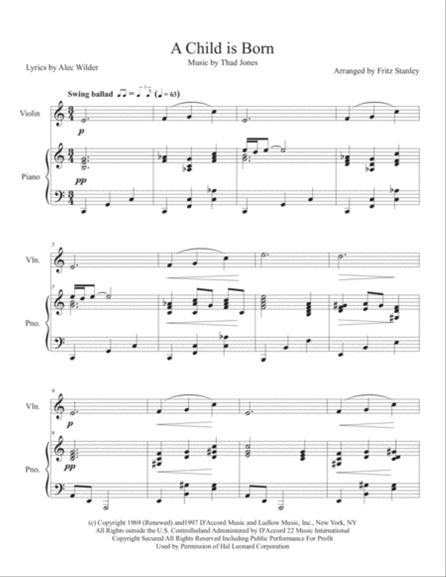 A Child Is Born Violin Solo scores gallery preview page 2