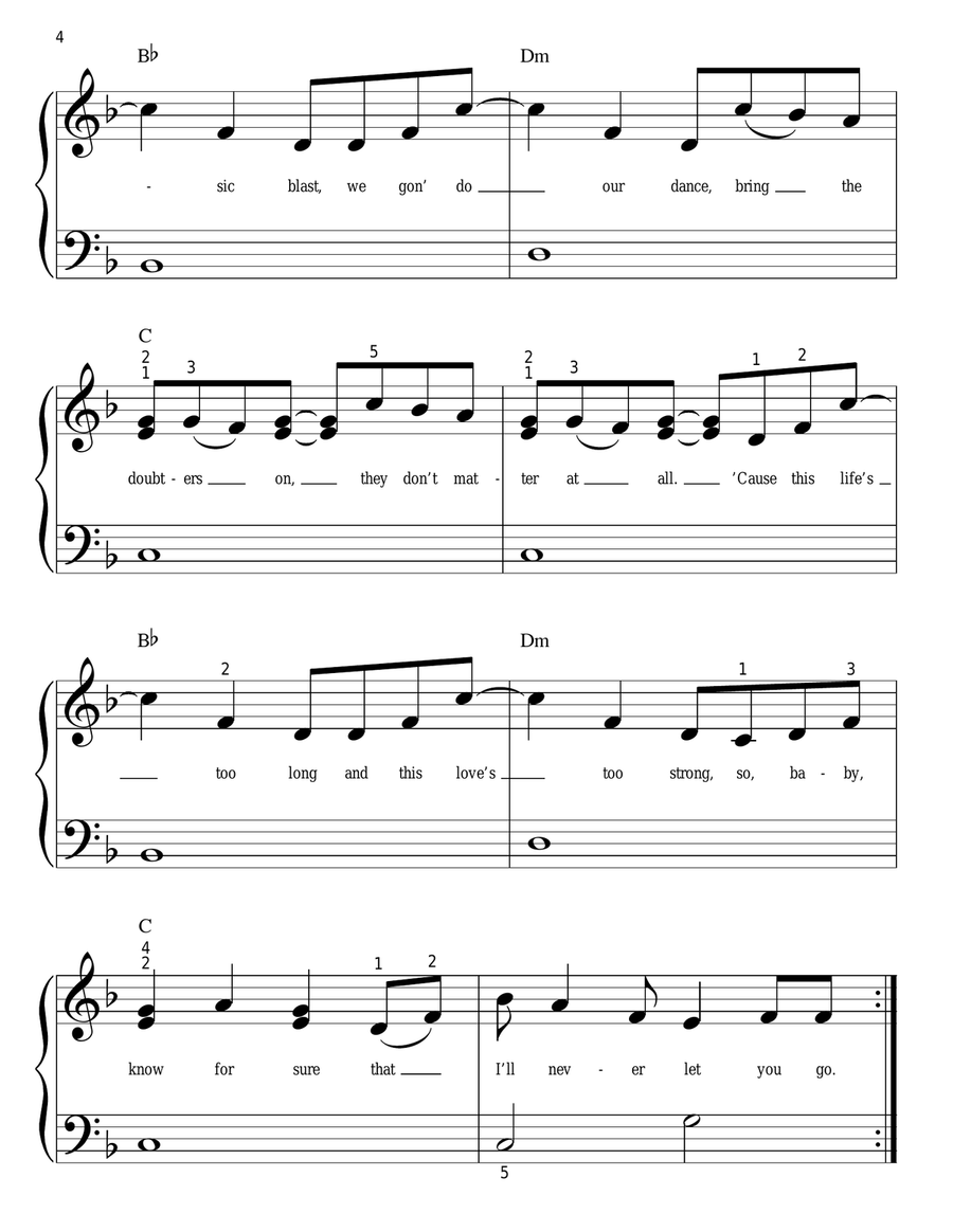 Never Let You Go Easy Piano scores gallery preview page 4