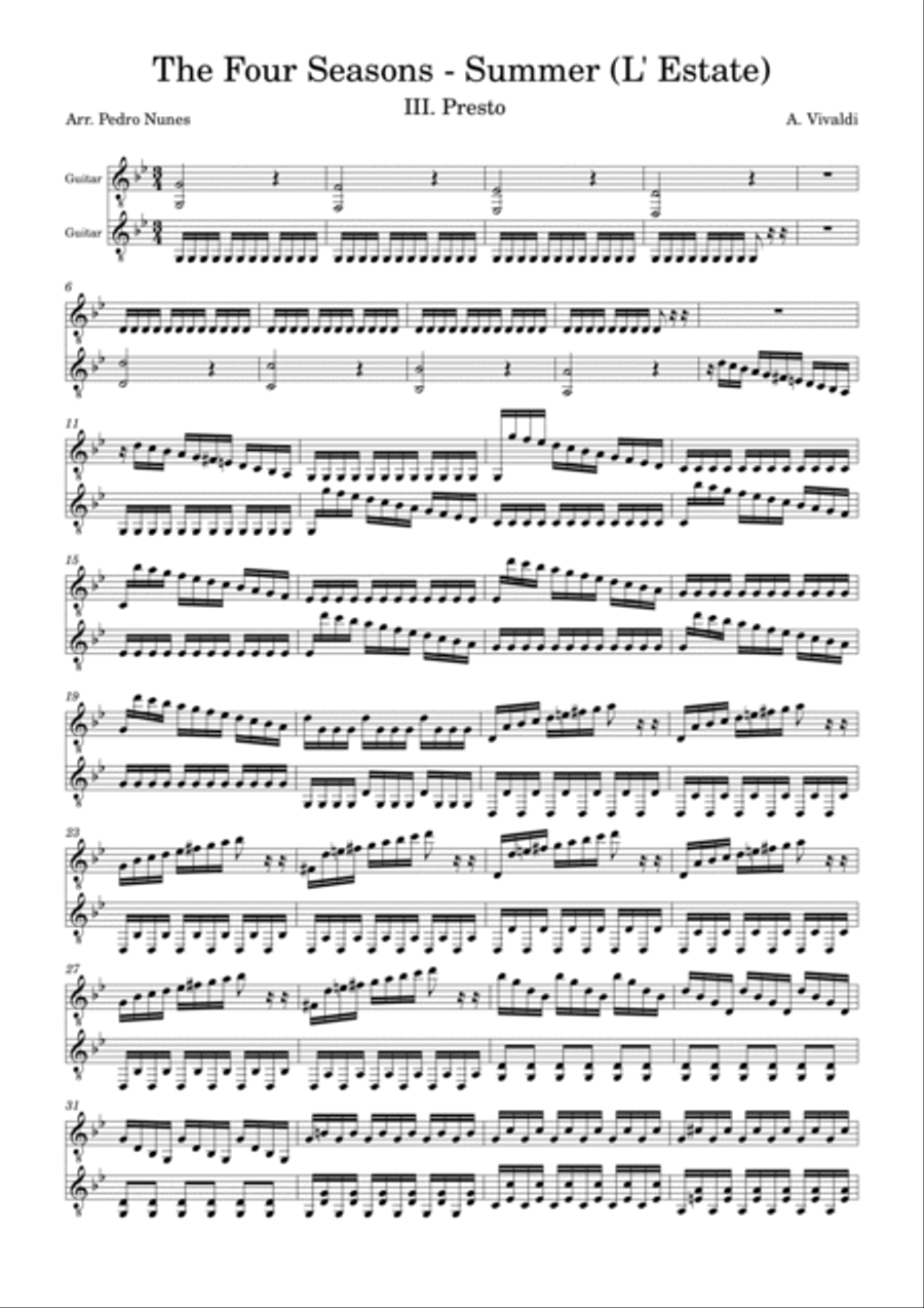 III- Presto, Summer from 