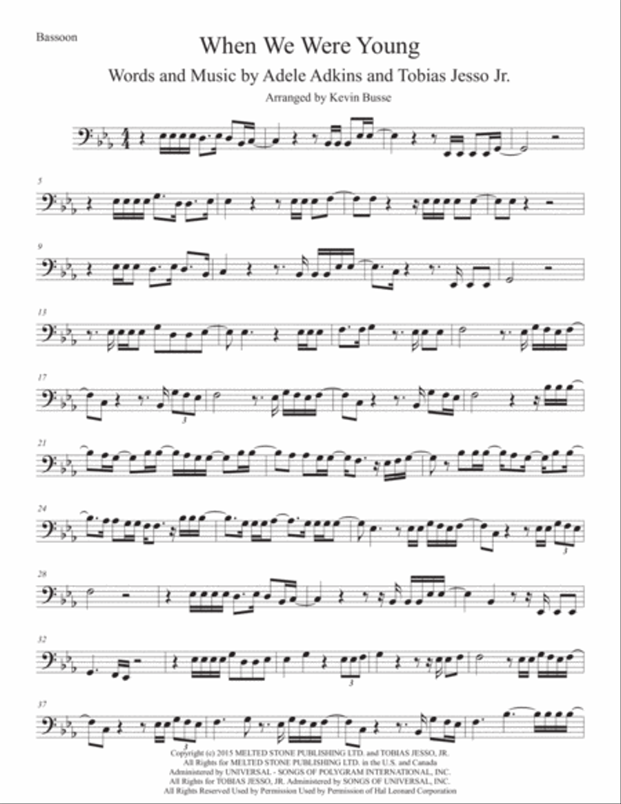 When We Were Young When We Were Young Bassoon Solo scores gallery preview page 1
