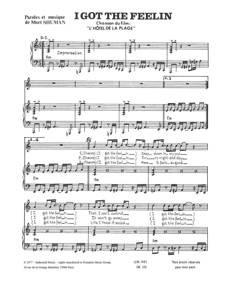 I Got The Feelin' Piano, Vocal scores gallery preview page 1