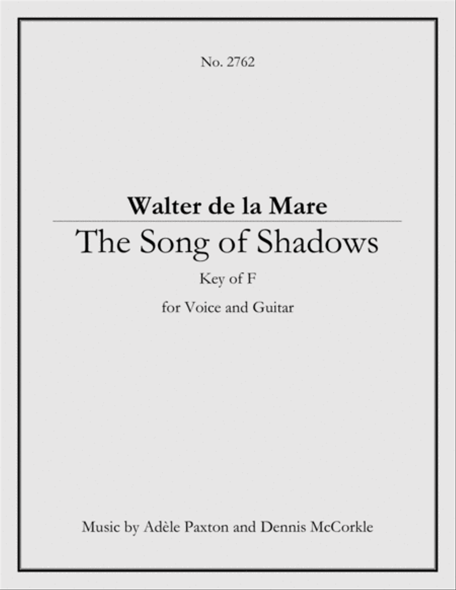 The Song of Shadows - An Original Song Setting of Walter de la Mare's Poetry for VOICE and GUITAR: K Guitar scores gallery preview page 1