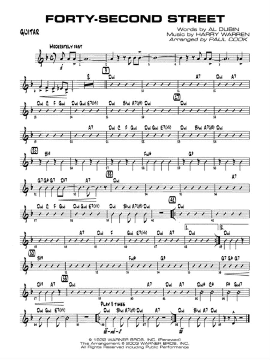 Forty-Second Street: Guitar Jazz Ensemble scores gallery preview page 1