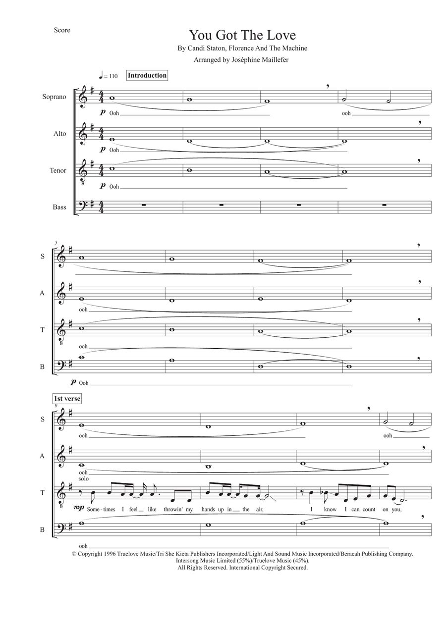 You Got The Love 4-Part scores gallery preview page 1