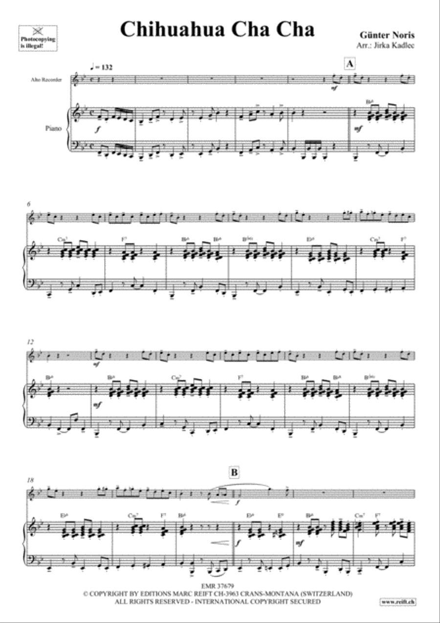 Chihuahua Cha Cha Alto Recorder scores gallery preview page 3