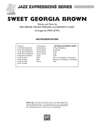 Book cover for Sweet Georgia Brown: Score