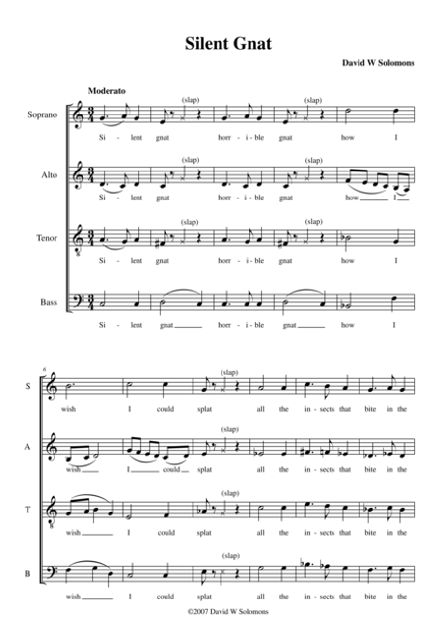 Silent Gnat (SATB version) 4-Part scores gallery preview page 1
