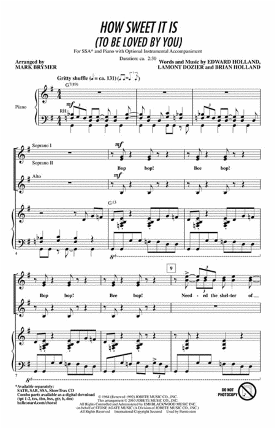 How Sweet It Is to Be Loved by You SSA scores gallery preview page 2