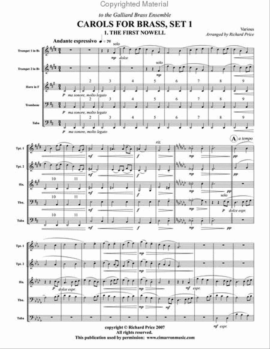 Carols for Brass, Set 1 Brass Quintet scores gallery preview page 2