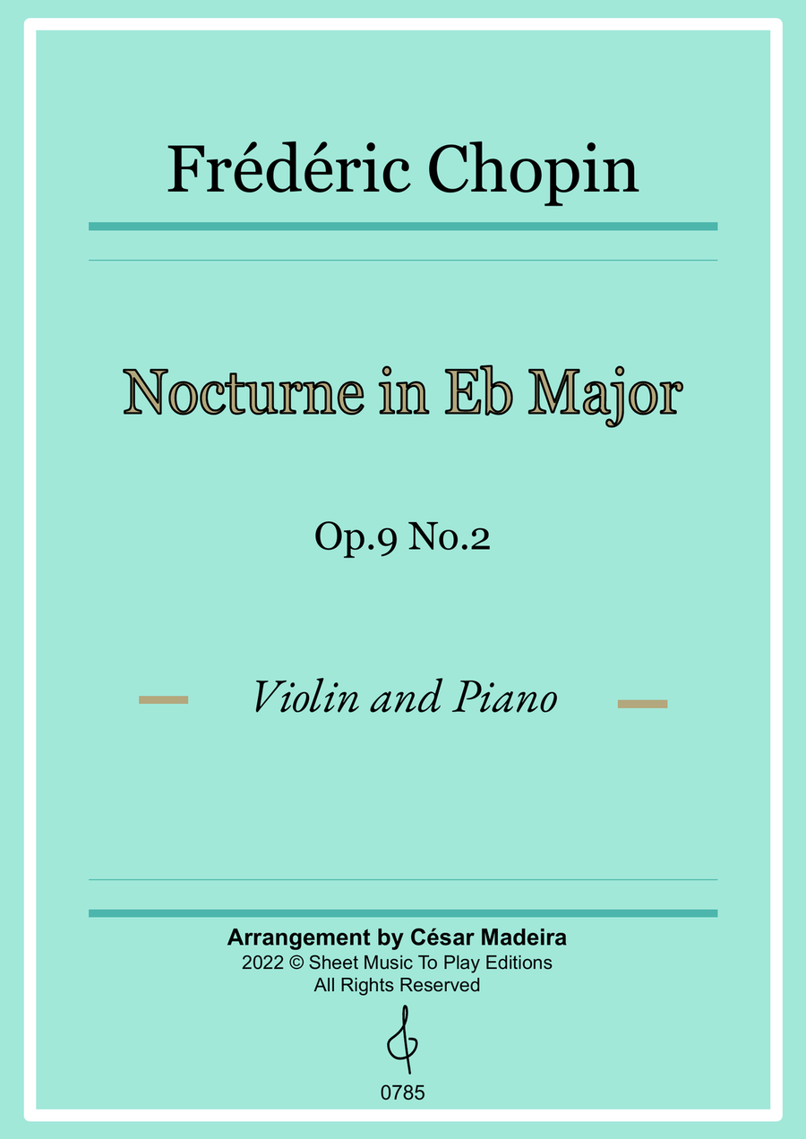 Nocturne Op.9 No.2 by Chopin - Violin and Piano (Full Score) Violin Solo scores gallery preview page 1
