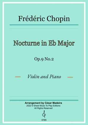 Book cover for Nocturne Op.9 No.2 by Chopin - Violin and Piano (Full Score)