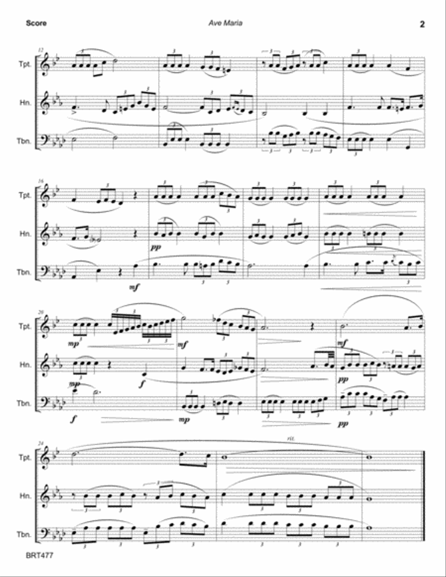 AVE MARIA - unaccompanied BRASS TRIO Brass Trio scores gallery preview page 2