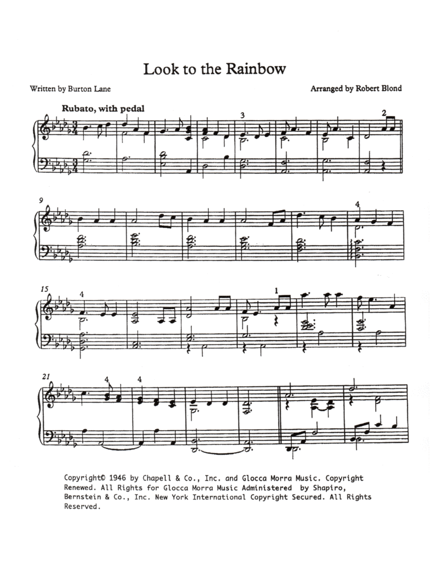 Look To The Rainbow Piano Solo scores gallery preview page 1