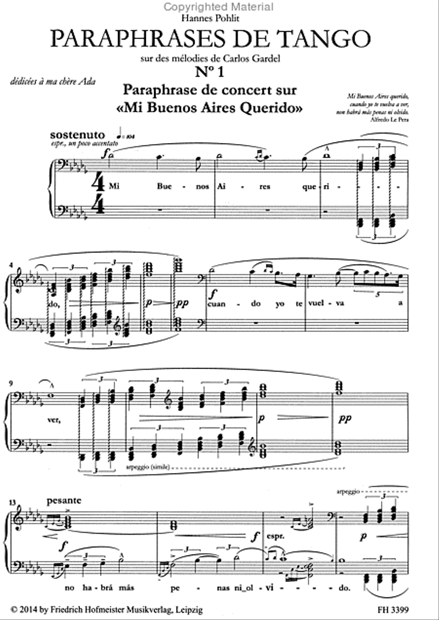 Paraphrases de Tango Piano Solo scores gallery preview page 2