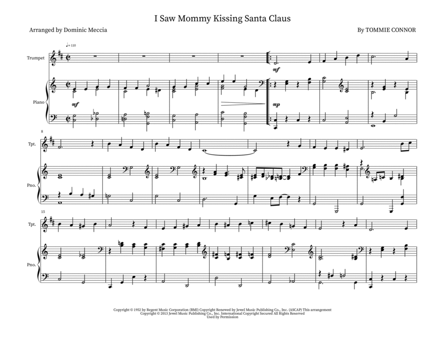 I Saw Mommy Kissing Santa Claus Trumpet Duet scores gallery preview page 1