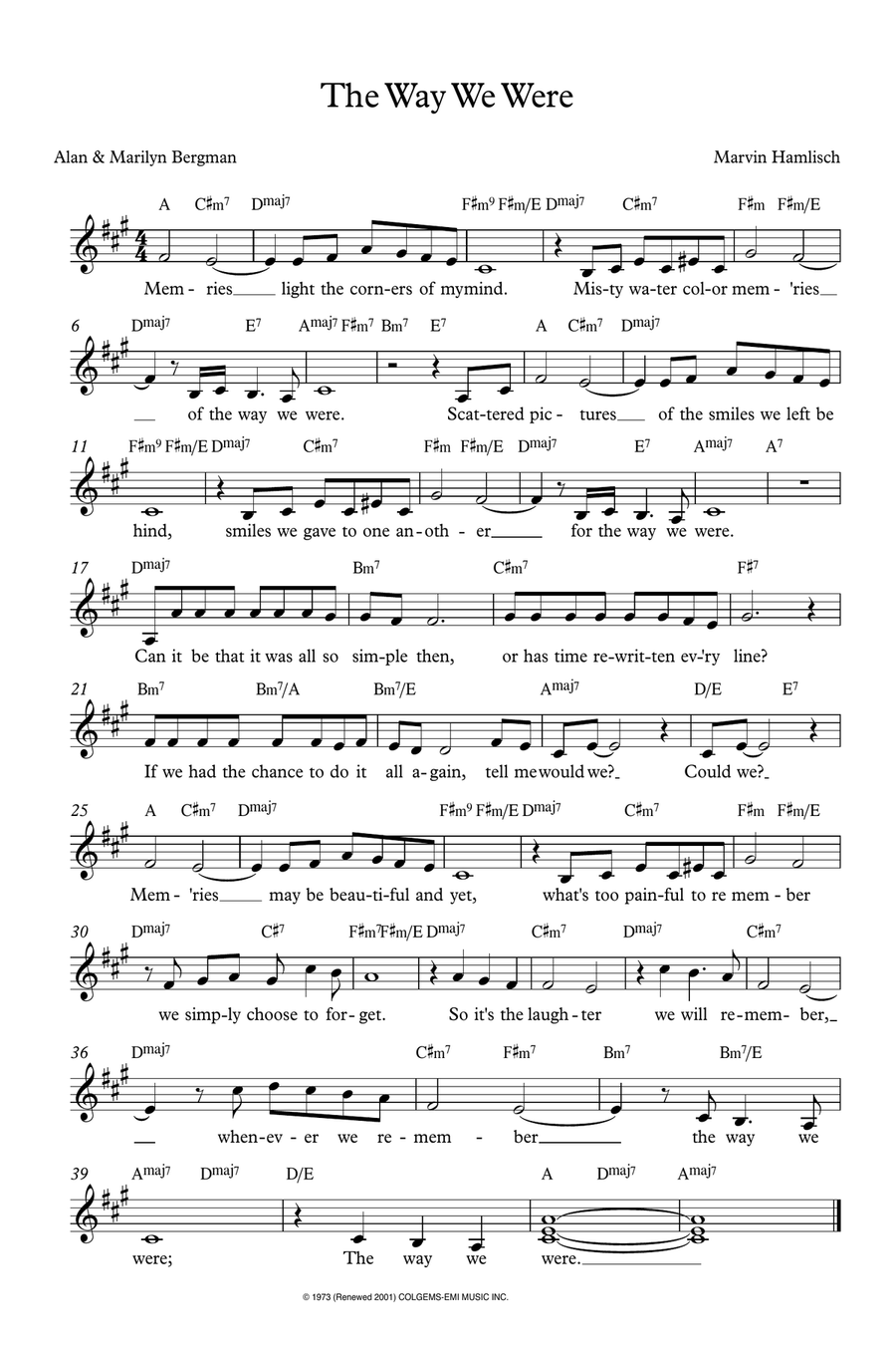 The Way We Were 2-Part scores gallery preview page 1