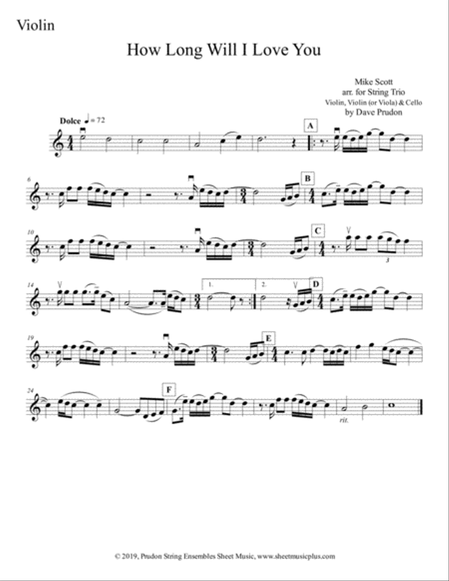 How Long Will I Love You String Trio scores gallery preview page 3