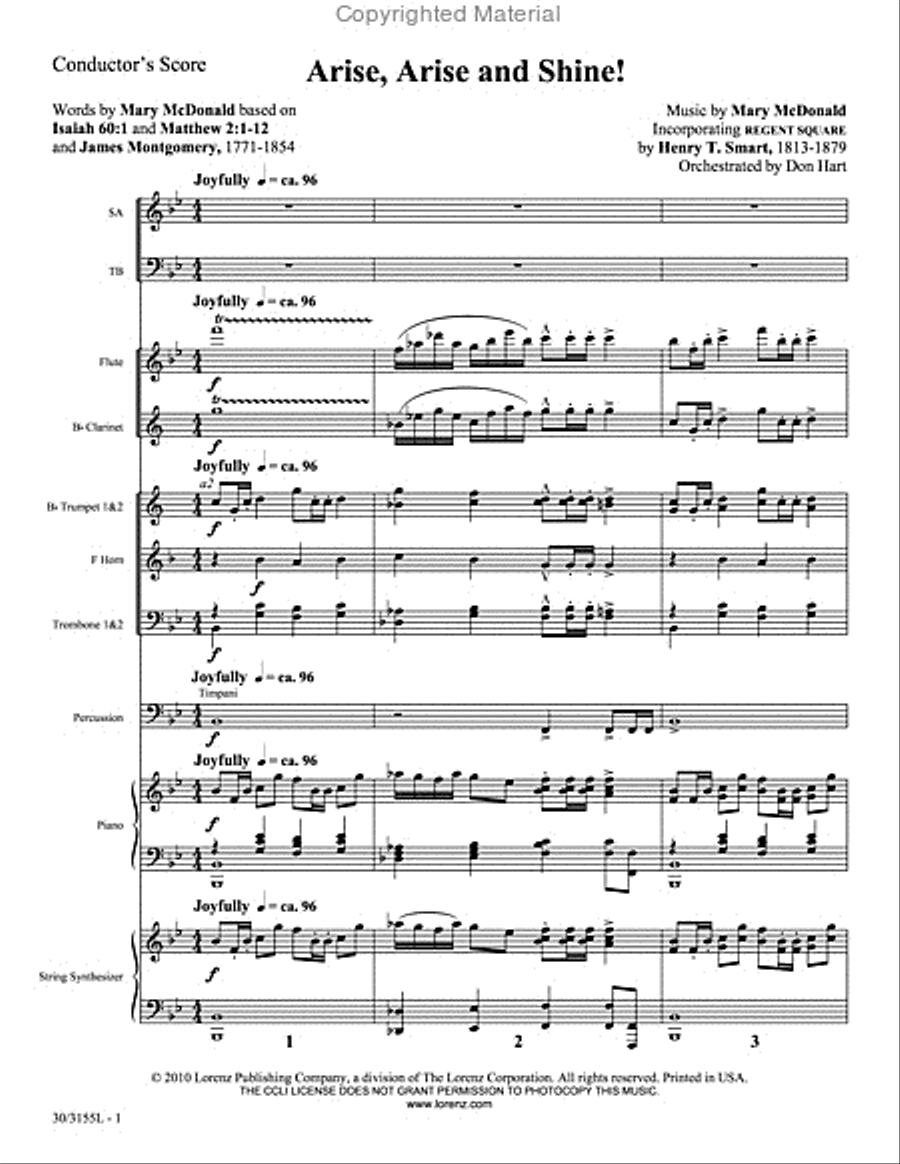 Arise, Arise and Shine! - Orchestral Score and Parts Choir scores gallery preview page 2