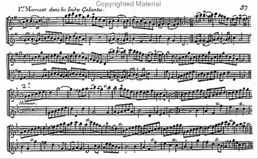 3rd collection of pieces, short airs, brunettes, menuets, etc (undated = 1757) Flute Solo scores gallery preview page 4