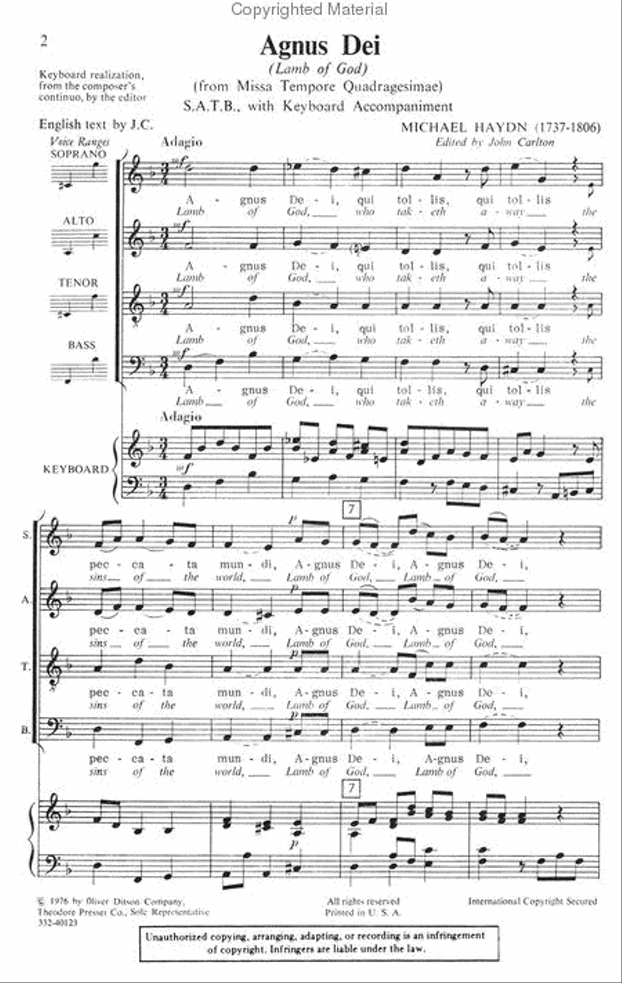 Agnus Dei 4-Part scores gallery preview page 2