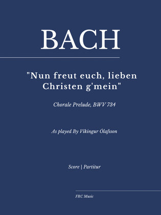 Book cover for Chorale Prelude, BWV 734 "Nun freut euch, lieben Christen g'mein" for Piano Solo - Víkingur Ólafsson