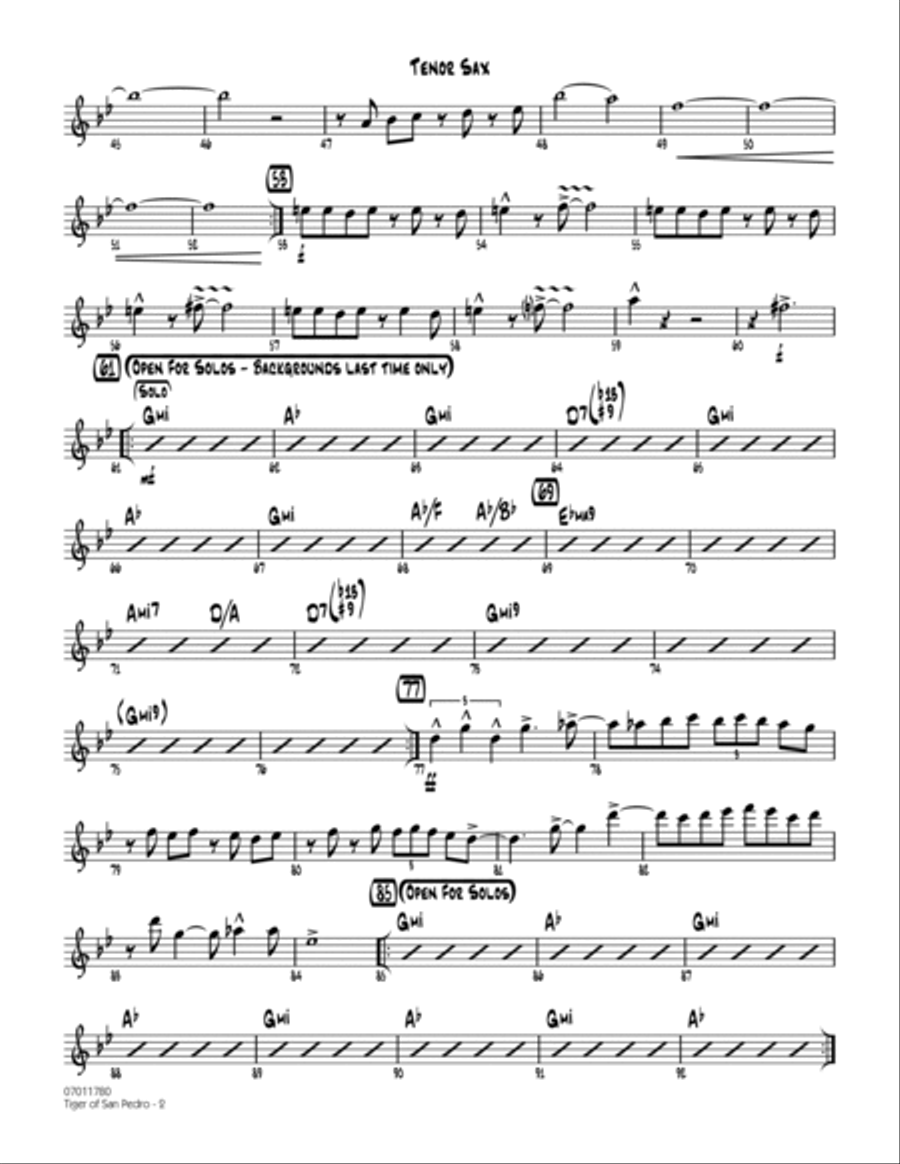 Tiger Of San Pedro - Tenor Sax Jazz Ensemble scores gallery preview page 2