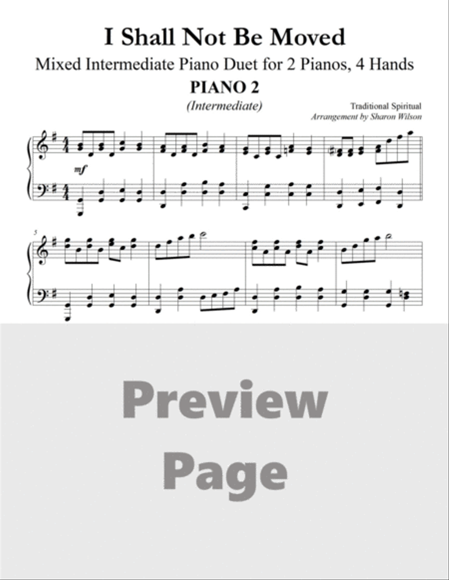 I Shall Not Be Moved (Mixed Level, 2 Pianos, 4 Hands Duet) 2 Pianos, 4-Hands scores gallery preview page 5
