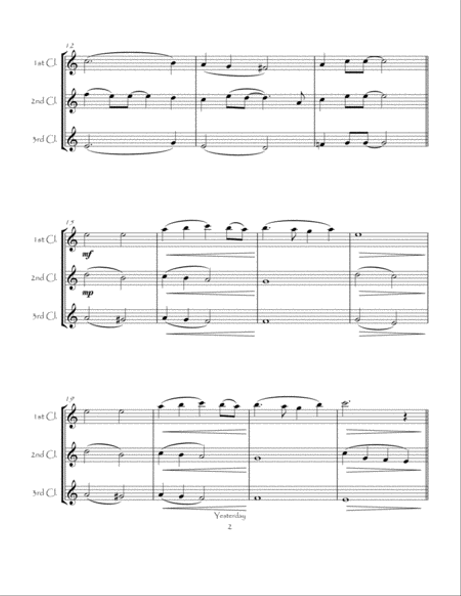 Yesterday Clarinet Trio scores gallery preview page 6