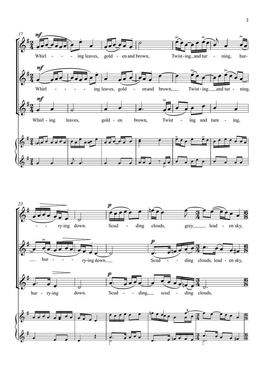 Autumn, for SSA(A) choir, unaccompanied SSA scores gallery preview page 4