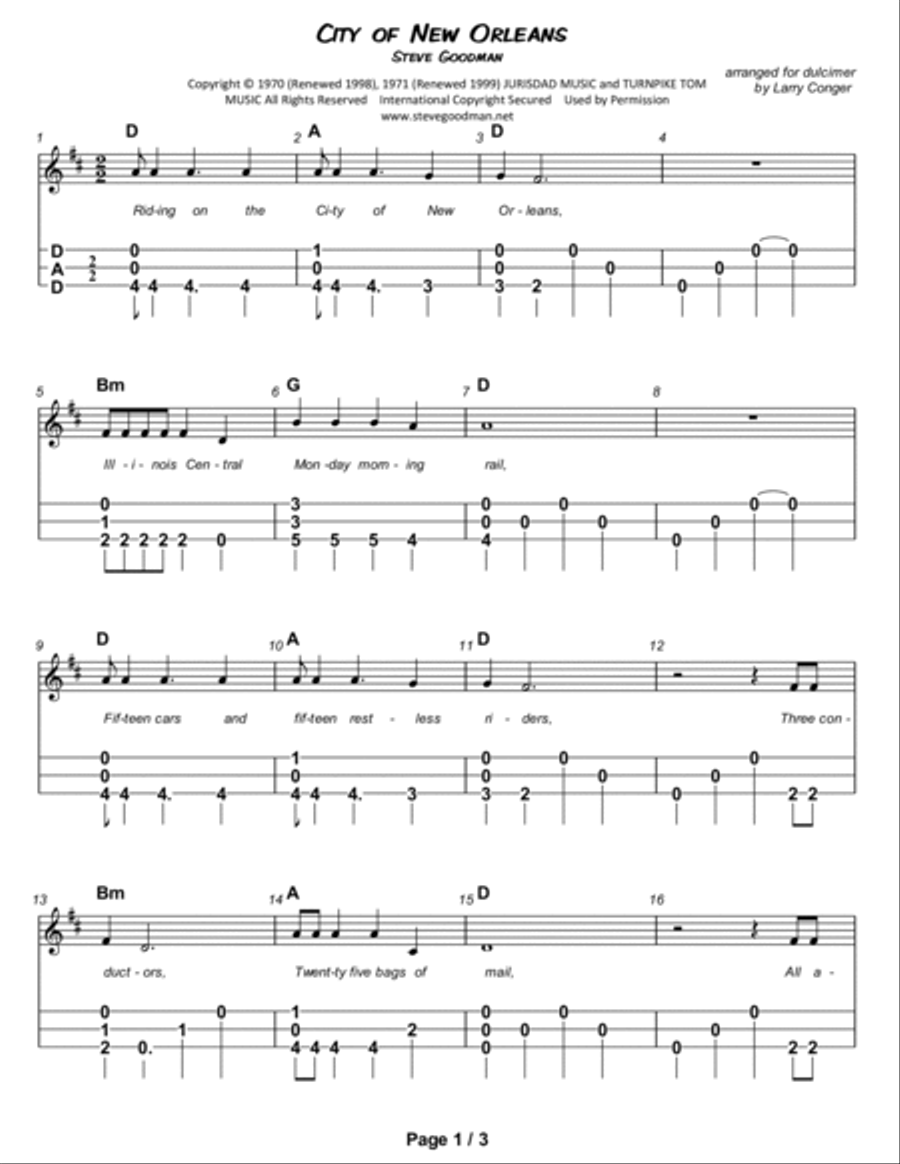 City Of New Orleans Dulcimer scores gallery preview page 2