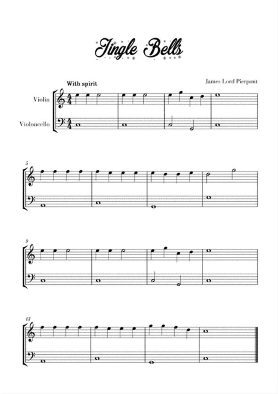 10 Easy Christmas Carols for Violin and Cello Beginners (Music for Children) String Duet scores gallery preview page 3