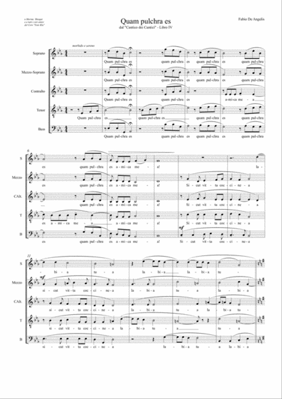 Quam pulchra es Choir scores gallery preview page 1