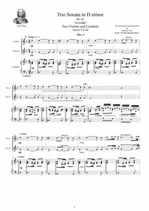 Book cover for Vivaldi - Trio Sonata No.12 in D minor RV 63 Op.1 - La Follia - for Two Violins and Cembalo