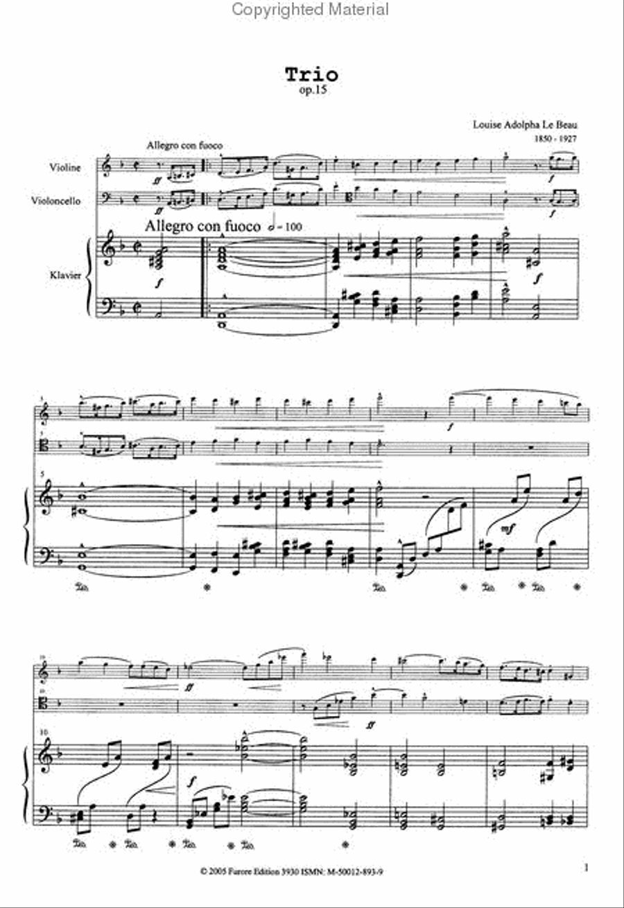 Trio d-Major op. 15 (1877) Violin scores gallery preview page 2
