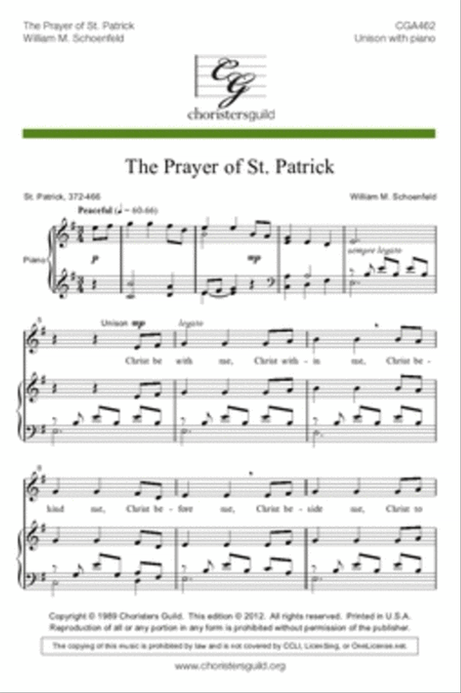 The Prayer of St Patrick Unison Choir scores gallery preview page 1