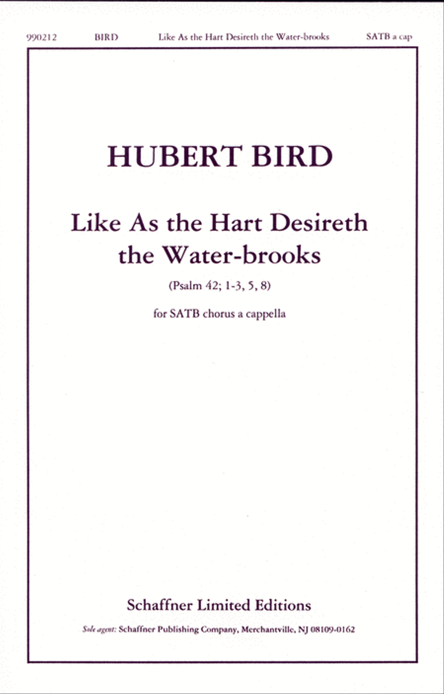 Like As The Hart Desireth The Water-Brooks 4-Part scores gallery preview page 1