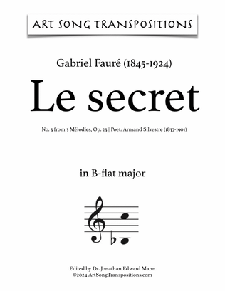 FAURÉ: Le secret, Op. 23 no. 3 (transposed to B-flat major)