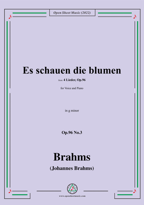 Book cover for Brahms-Es schauen die blumen,Op.96 No.3 in g minor,for Voice and Piano