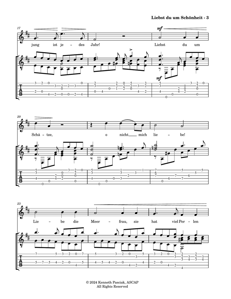 Liebst du um Schönheit (for Voice & Guitar) Chamber Music scores gallery preview page 5