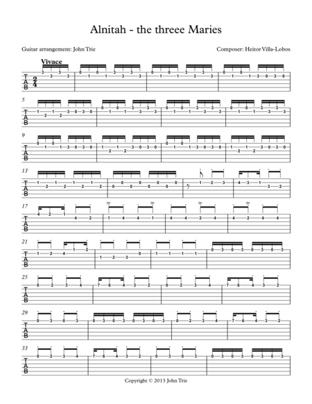 Alnitah - the three Maries - guitar tablature image number null
