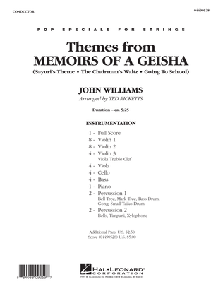 Book cover for Themes from Memoirs of a Geisha - Full Score