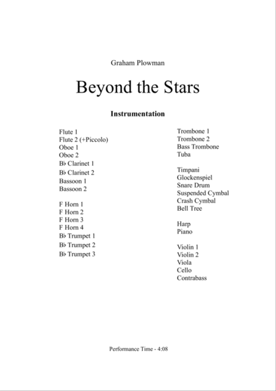 Beyond the Stars Beyond the Stars Full Orchestra scores gallery preview page 1