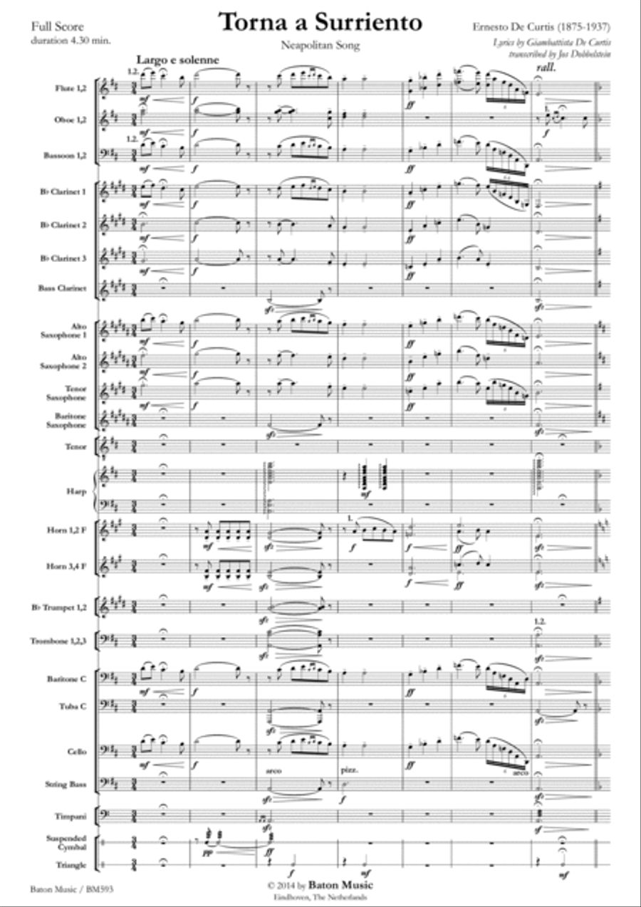 Torna a Surriento (tenor) Concert Band scores gallery preview page 2