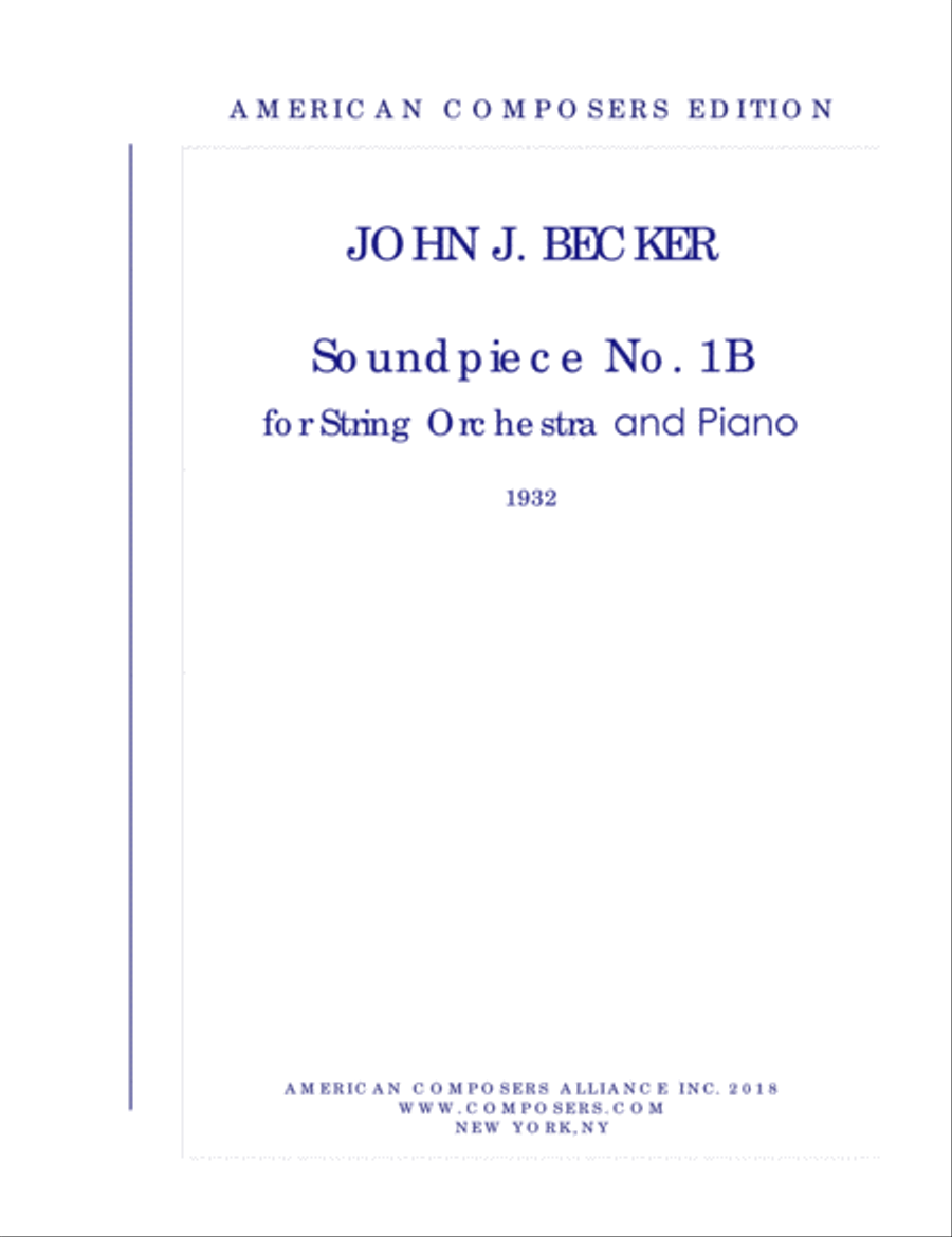 [Becker] Soundpiece No. 1B Chamber Orchestra scores gallery preview page 1