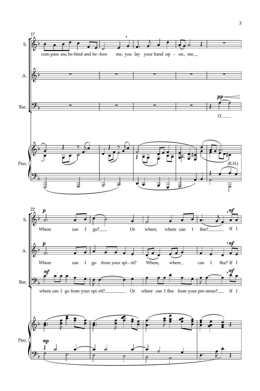 O Lord, you have searched me out (SABar + piano version) 3-Part scores gallery preview page 3