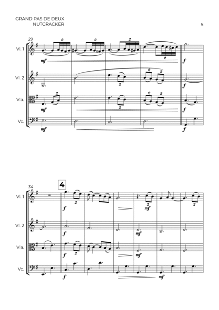 GRAND PAS DE DEUX - NUTCRACKER - STRING QUARTET String Quartet scores gallery preview page 5