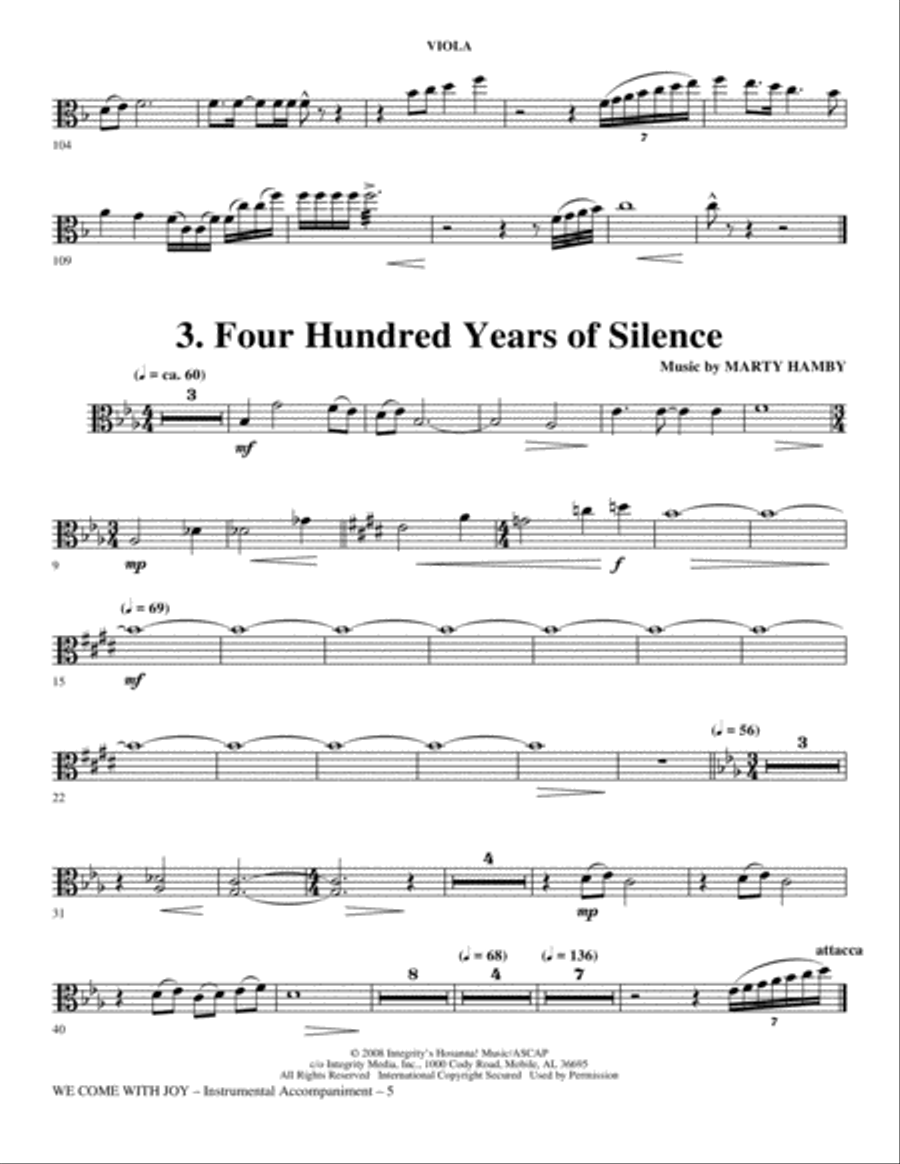We Come With Joy Orchestration - Viola Choir scores gallery preview page 5